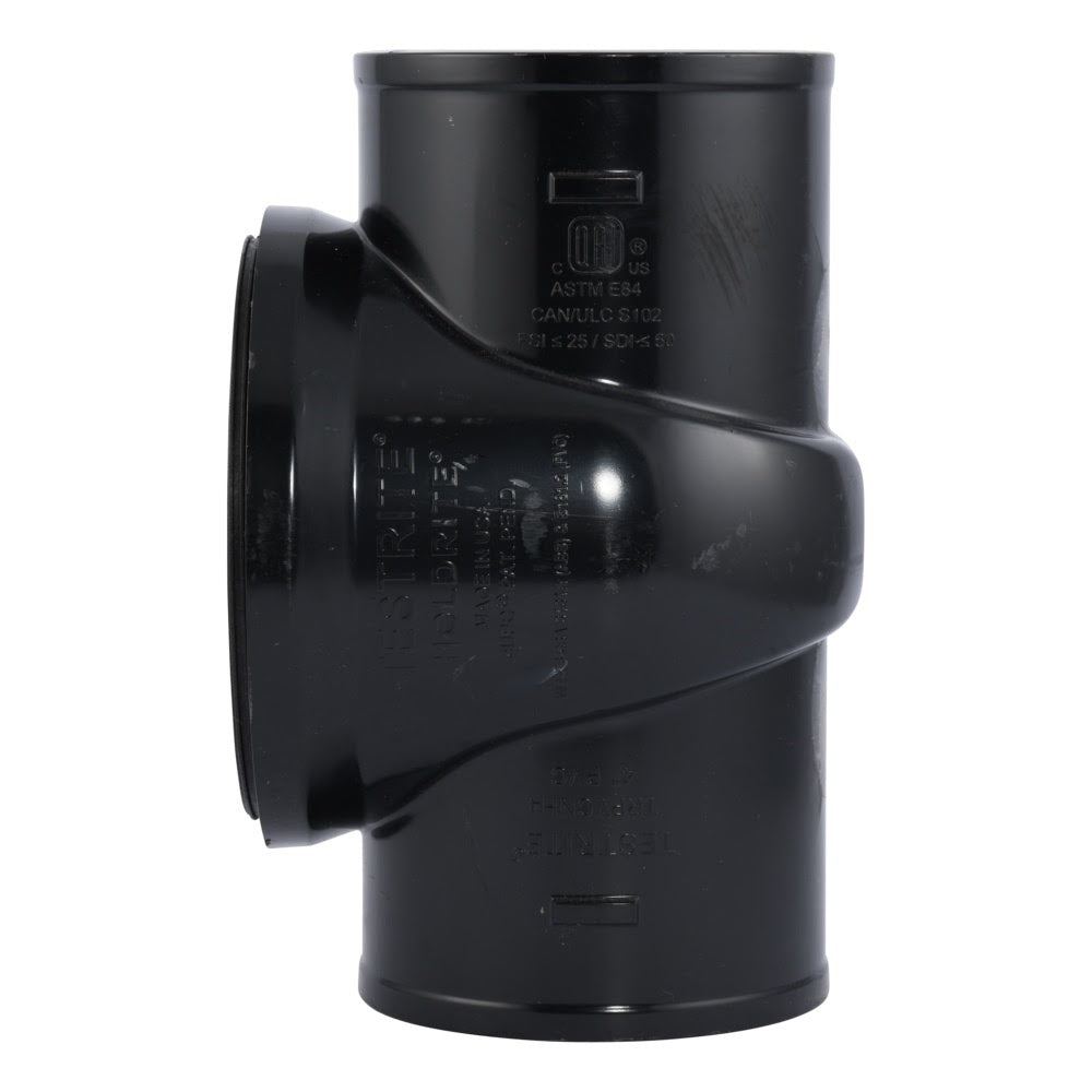 HoldRite TRPVCNH4A-B 4 in. PVC No-Hub DWV Test Cleanout Tee Assembly with Brass Insert Plug - 3