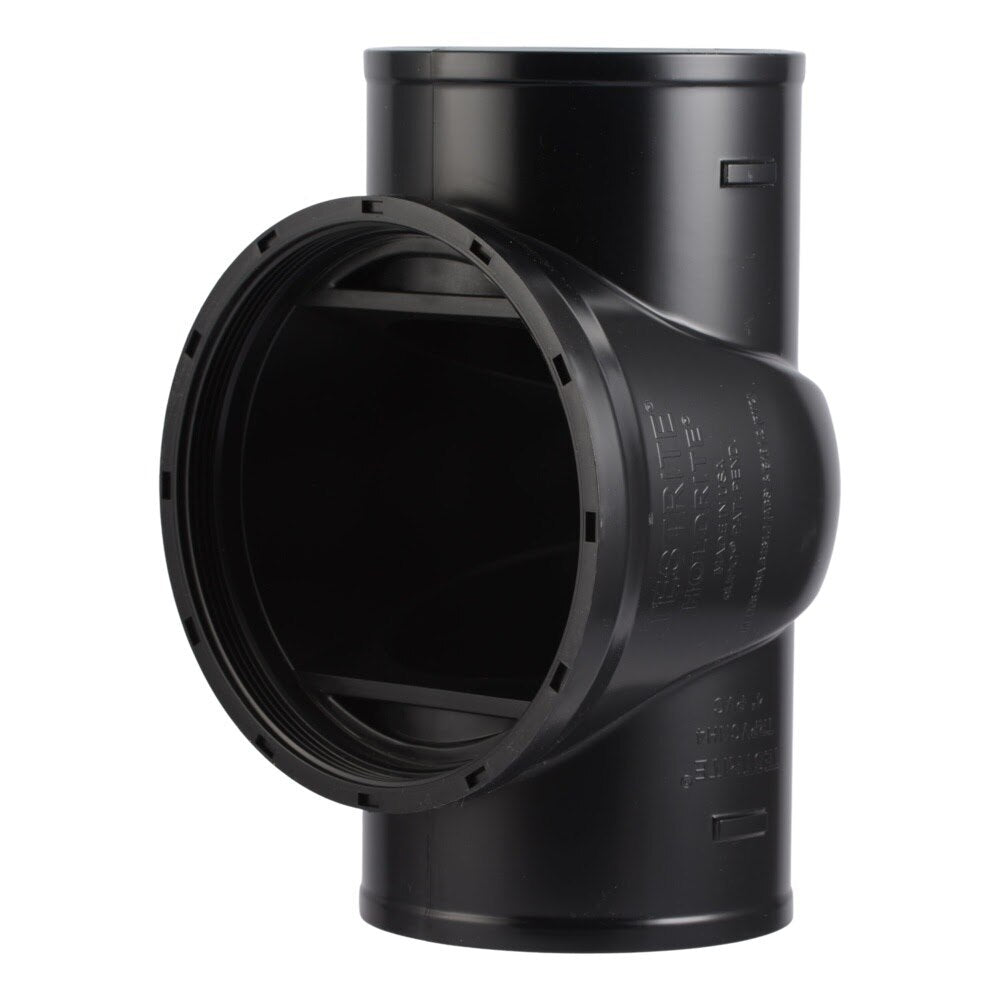 HoldRite TRPVCNH4 4 in. PVC No-Hub DWV Test and Cleanout Tee Only