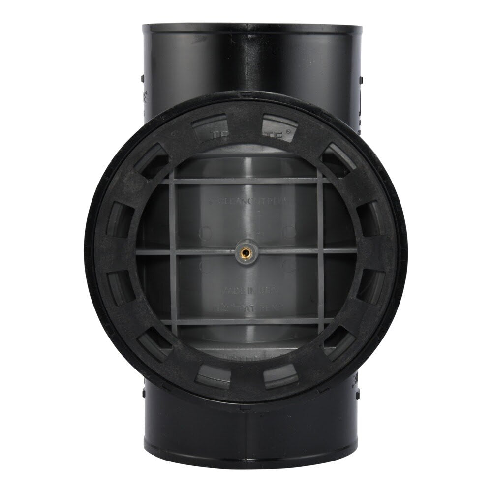 HoldRite TRPVCNH6A-B 6 in. PVC No-Hub DWV Test Cleanout Tee with Brass Insert Plug - 2