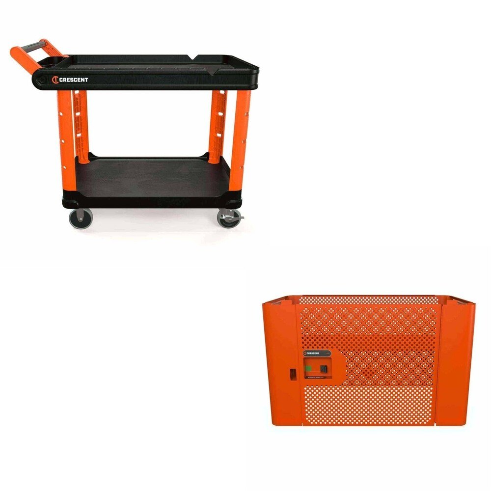 Crescent IUC2SCBM 2 Shelf Utility Cart W/ IUC1DMPLCRM Mesh Security Panel