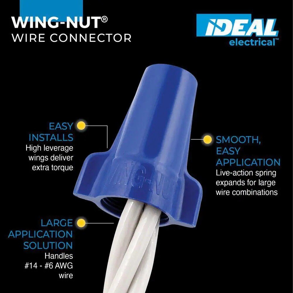 IDEAL 30-654 Wing-Nut 454 Wire Connector, Blue - 2