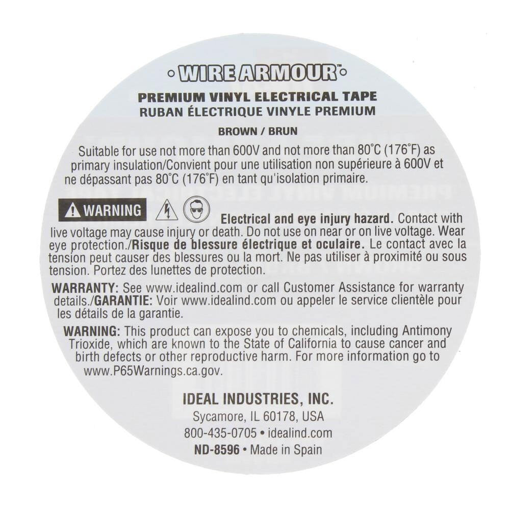 IDEAL Industries 46-35-BRN Wire Armour Color Coding Electrical Tape, 7 Mil, Brown - 3
