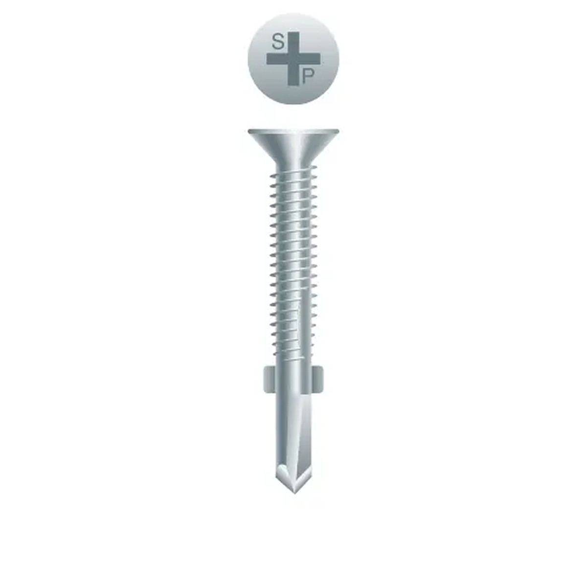 Intercorp Strong-Point Fasteners R212 12-24 x 2-1/2 Phillips Flat Head Reamer with Wings Zinc-Plated Self-Drilling Screw for Wood to Metal (1.5M Per Box)