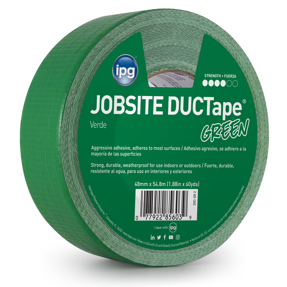 Intertape 20C-GR 2 AC20 Colors 9 Mil Utility Duct Tape - Green 48MM X 54.8M IPG-IPG 24