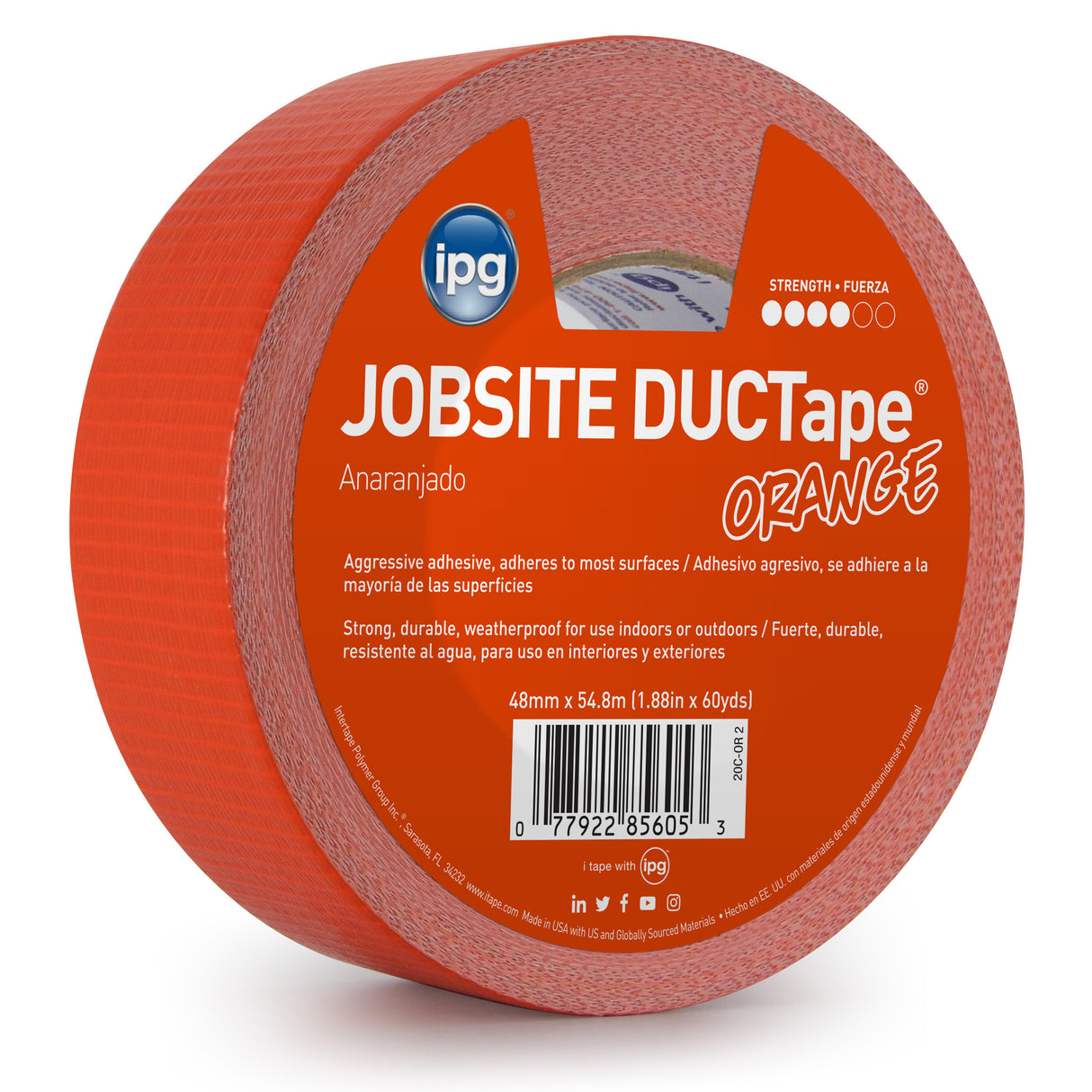 Intertape 20C-OR 2 AC20 Colors 9 Mil Utility Duct Tape - Orange 48MM X 54.8M IPG-IPG 24
