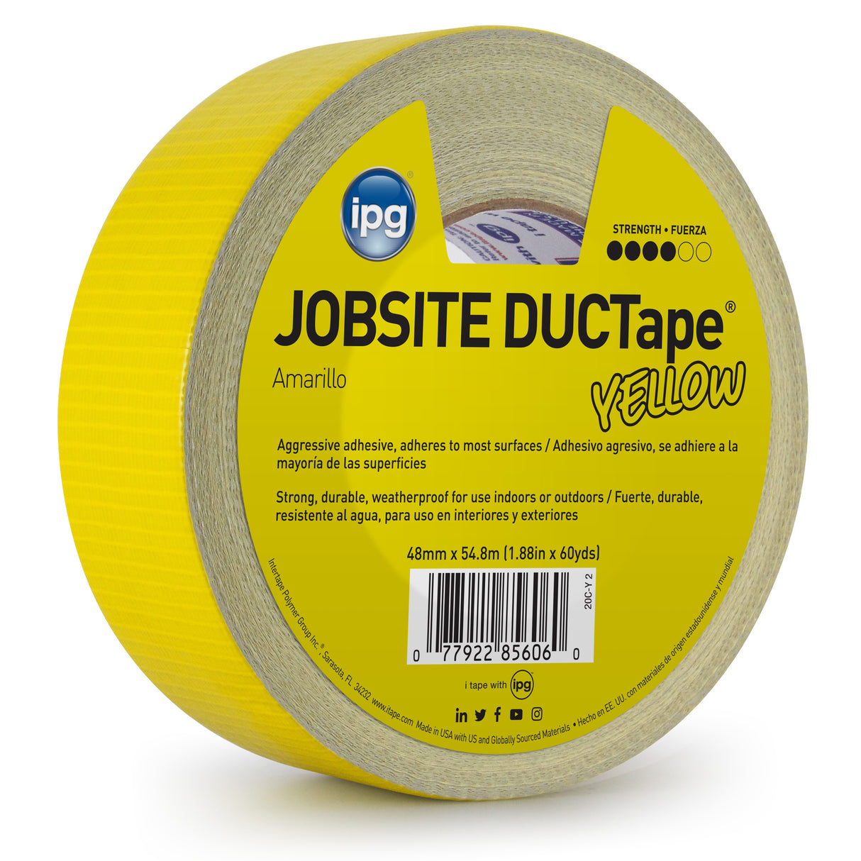 Intertape 20C-Y 2 AC20 Colors 9 Mil Utility Duct Tape - Yellow 48MM X 54.8M IPG-IPG 24