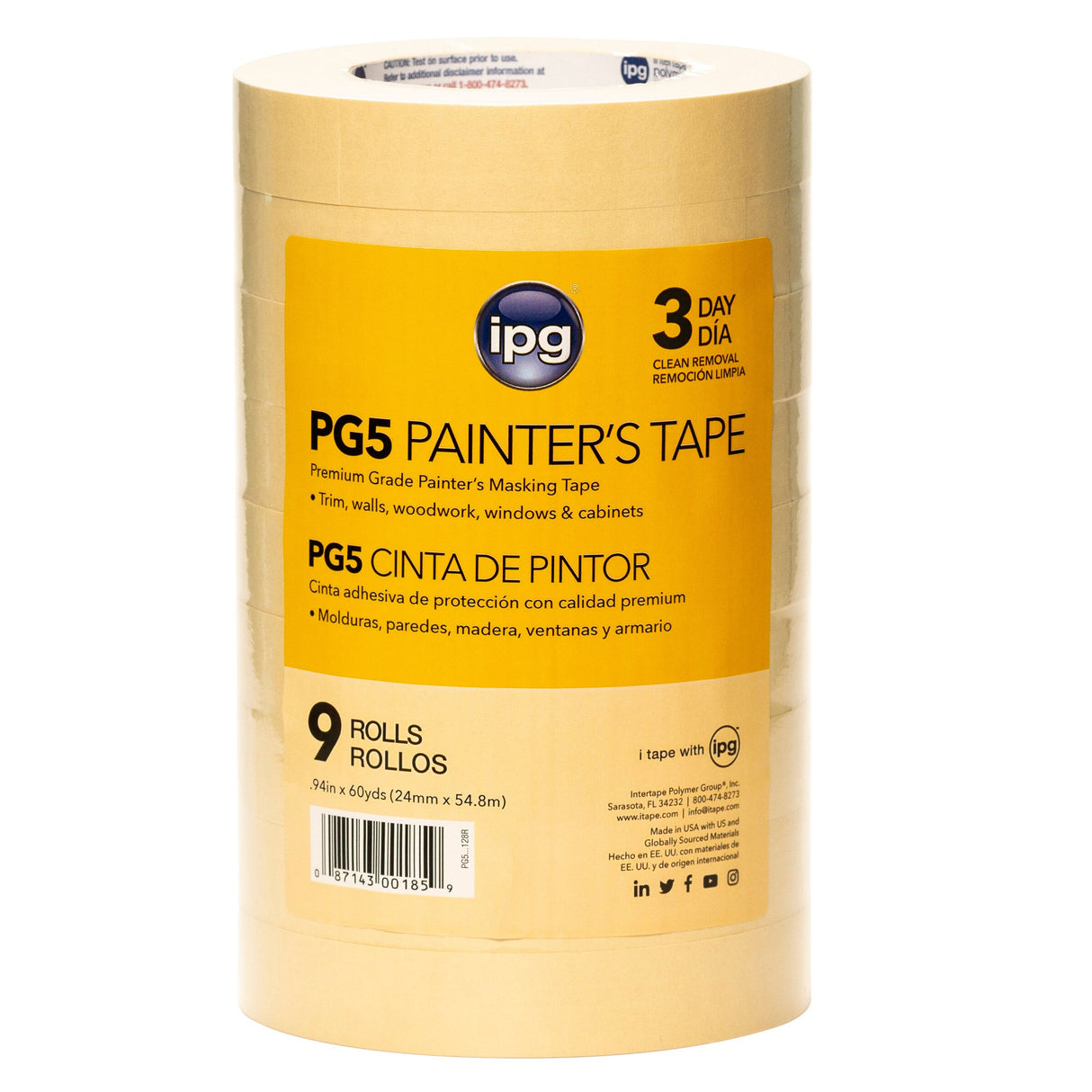 Intertape PG5...128R PG5 Medium Grade Paper Masking Tape - Natural 24MM X 54.8M IPG-PLAN 36 - 2