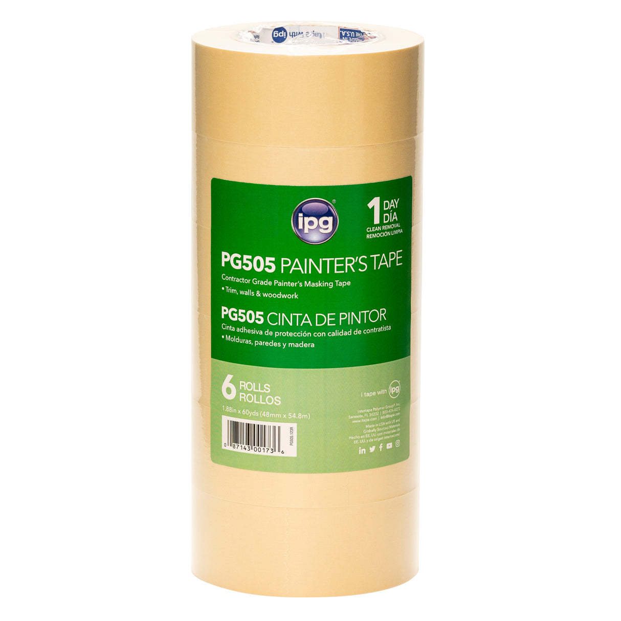 Intertape PG505.123R PG505 Utility Paper Masking Tape - Natural 48MM X 54.8M IP-IP 24