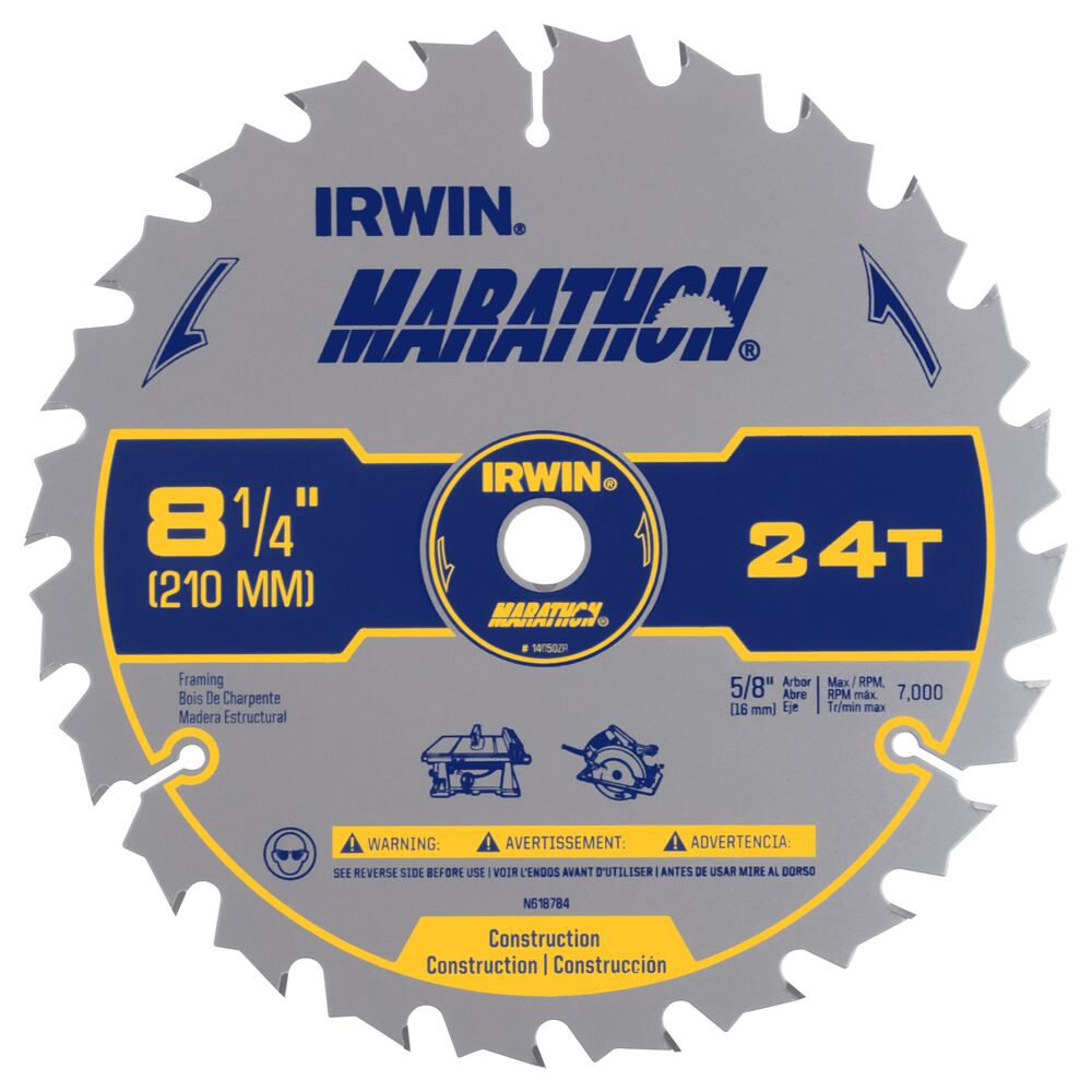 Irwin 14050ZR Saw Blade 8-1/4" 24T Marathon CD