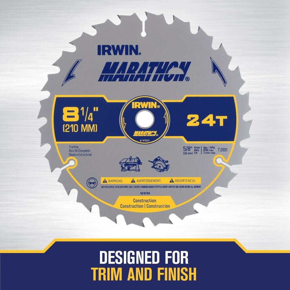 Irwin 14050ZR Saw Blade 8-1/4" 24T Marathon CD - 4