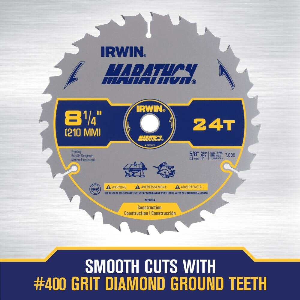 Irwin 14050ZR Saw Blade 8-1/4" 24T Marathon CD - 5