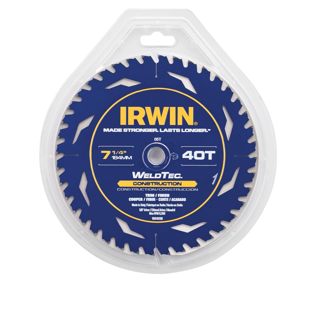 Irwin 1934299 7-1/4" 40T Weldtec Construction Saw Blade Clamshell - 2