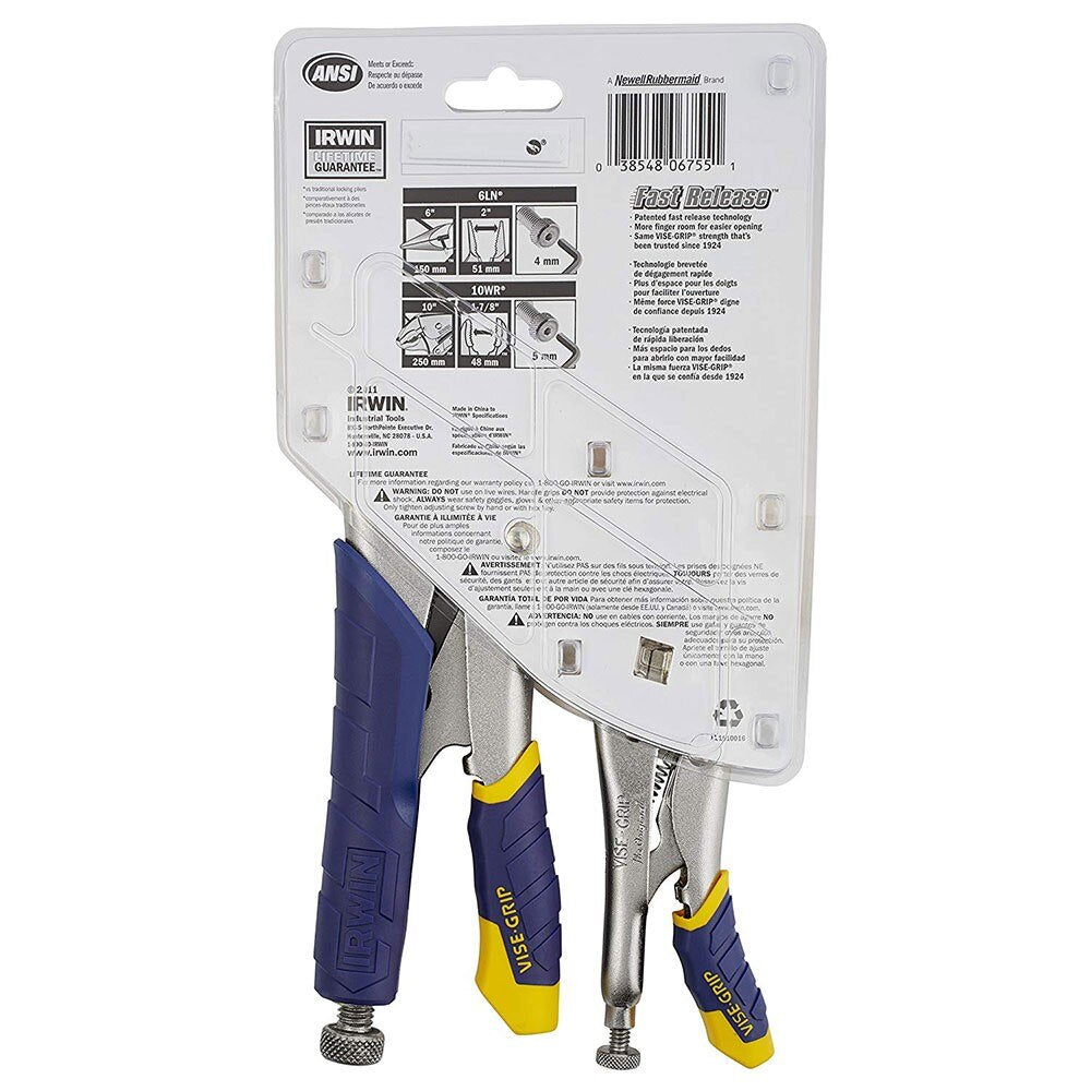 Irwin 77T 2 Piece Fast Release Locking Pliers (6LN and 10WR) - 7