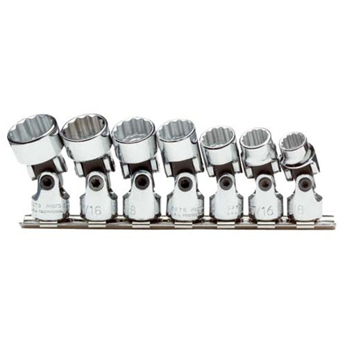 Proto J52102 7-Pieces 3/8" to 3/4" Drive SAE Chrome Socket Set, 12 Point