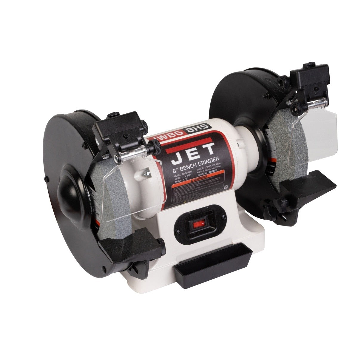 Jet JT1-3161 8" Bench Grinder with Dual Grit Wheels and Eye Shields - 2