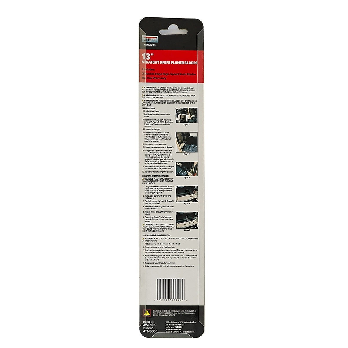 Jet JT1-3606 13" Straight Knife Planer Blades for JWP-13BTK Planer (3 Pack) - 4