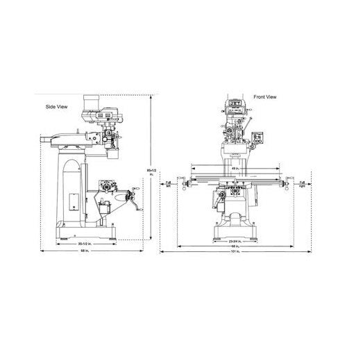 Jet Elite JT9-894145 ETM-949 Mill with 3-Axis ACU-RITE 303 (Knee) DRO - 16