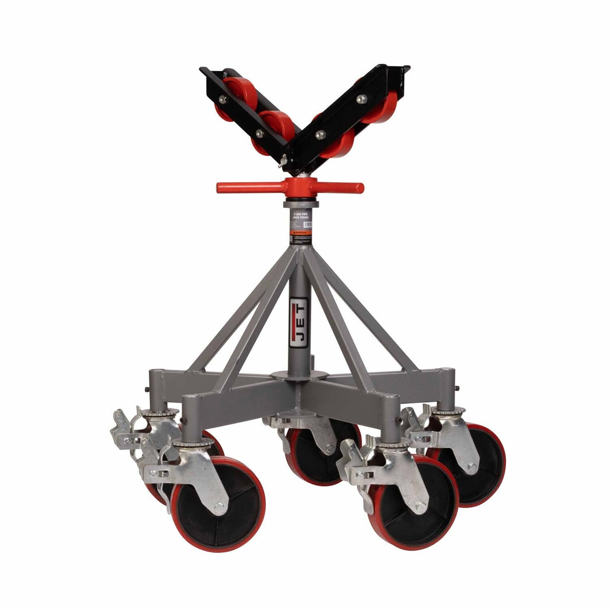 Jet JT1-2405 5 Leg Pipe Jack Stand w/Casters & Steel Rollers