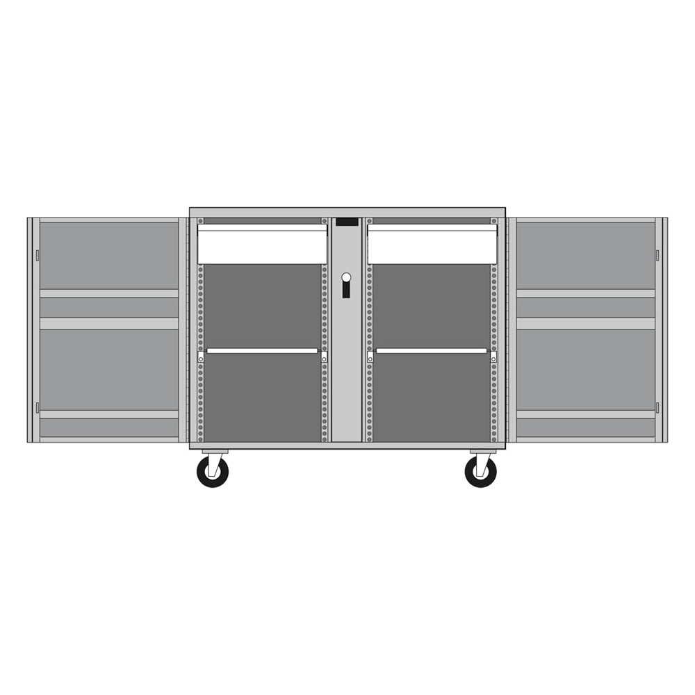 Crescent Jobox 675990 Rolling Work Bench - 2 Drawers, 2 Shelves, 4" Casters - 3