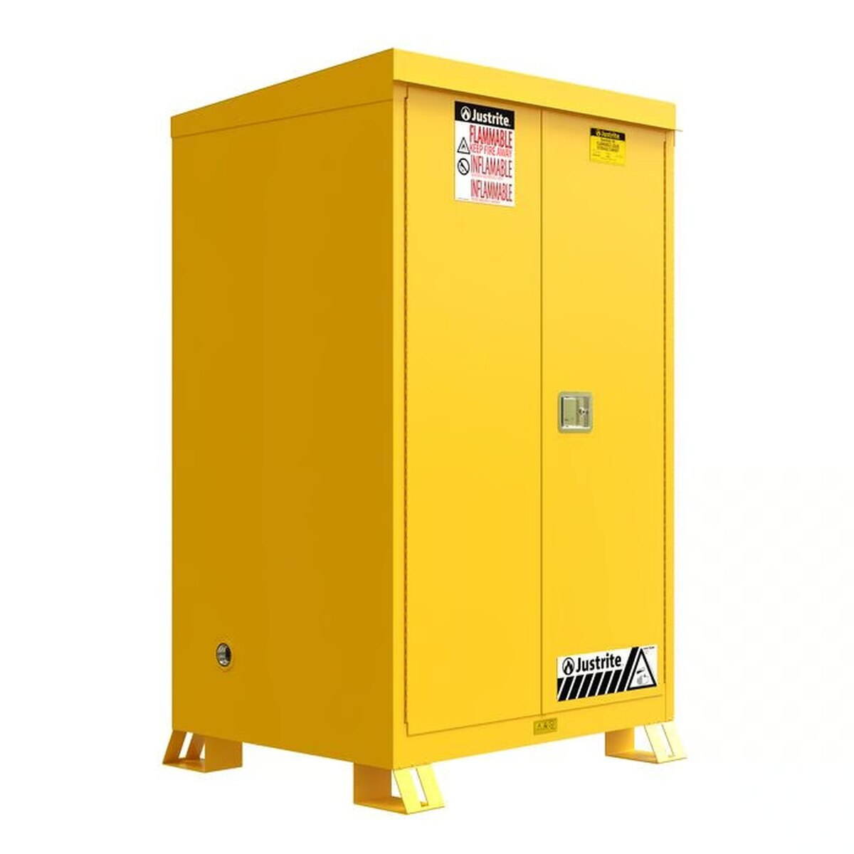Justrite 819020 90 Gallon Outdoor Flammable Storage Cabinet 72 x 43 x 37.625" Yellow (2 Shelves) - 3
