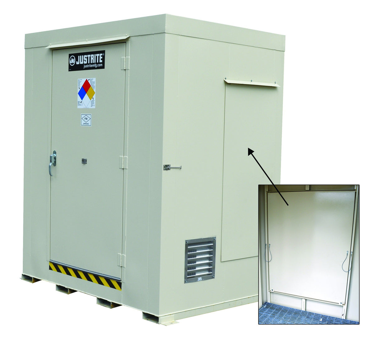 Justrite 911041 4-Drum, Non-Combust Safety Locker w/ Explosion Relief Panels