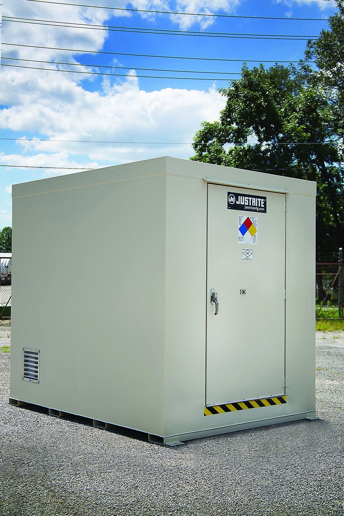 Justrite 911120 12-Drum, Non-Combustible Outdoor Safety Locker - 4