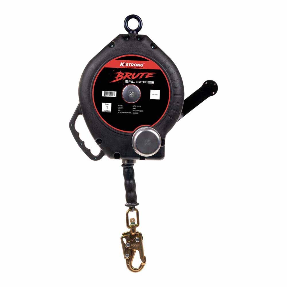 KStrong UFS310090 90 ft Galvanized Steel Cable SRL with Snap Hook & Carabiner