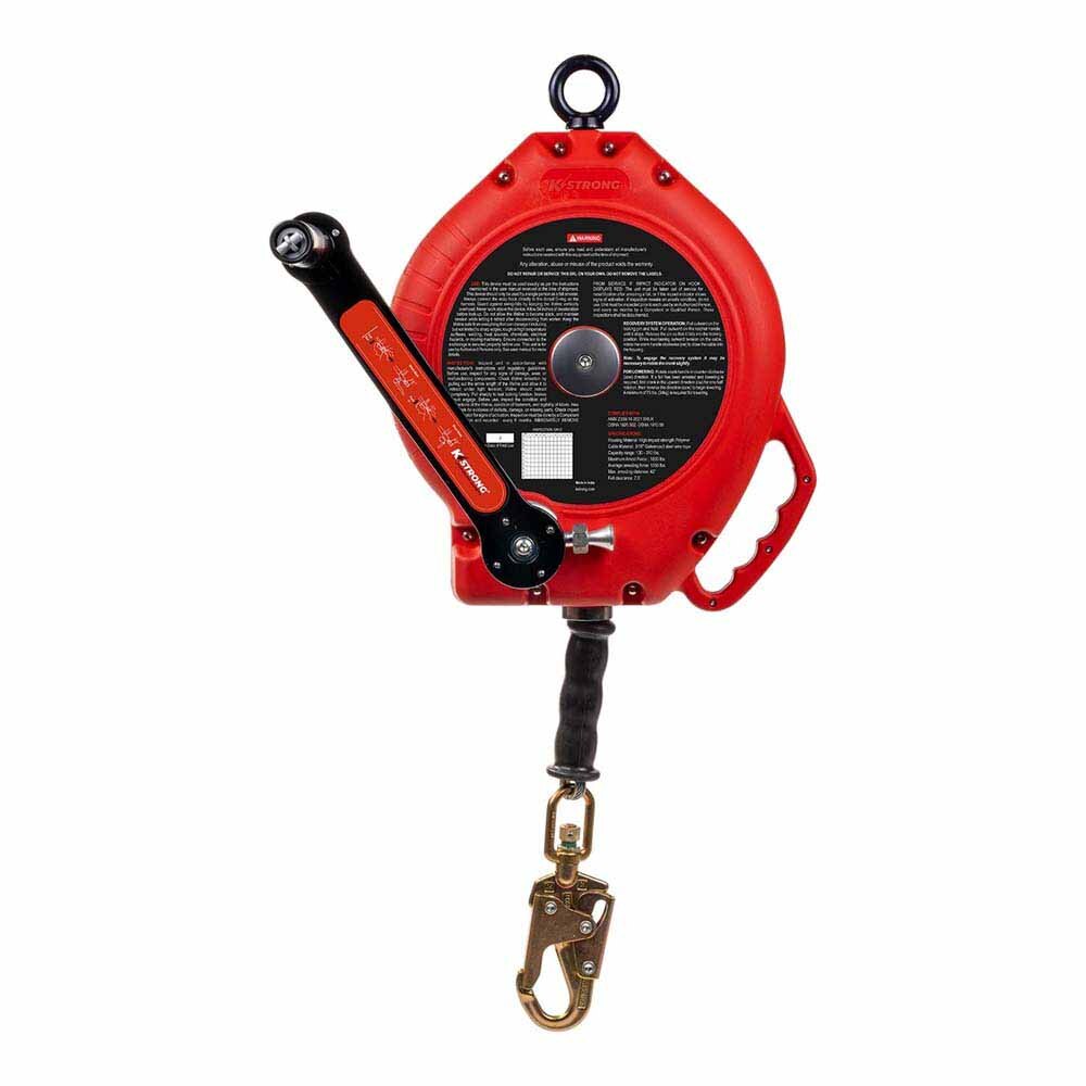 KStrong UFS310090 90 ft Galvanized Steel Cable SRL with Snap Hook & Carabiner - 3