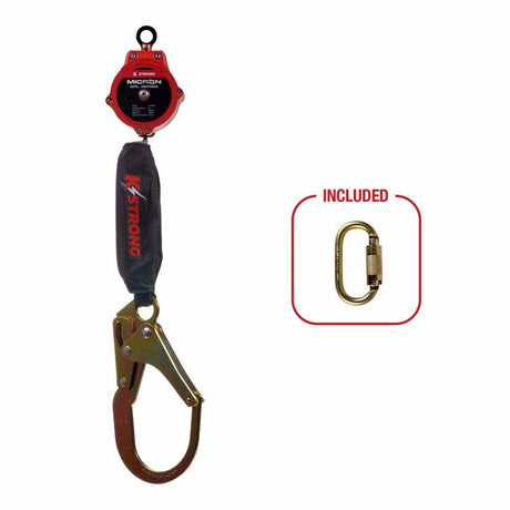 KStrong UFS354002 6 ft. Micron SRL with Rebar Hook and Carabiner – Lightweight Fall Protection