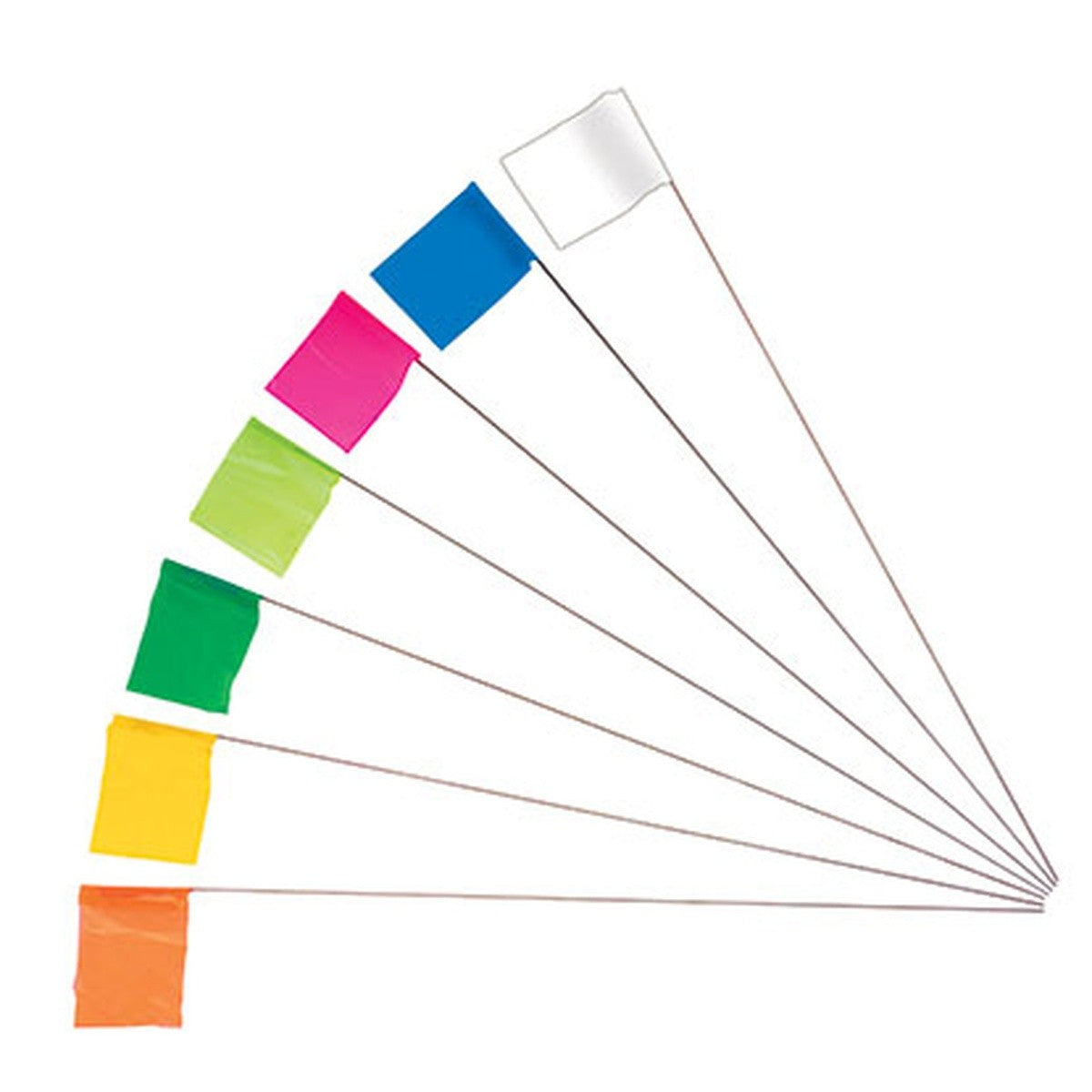Keson STK21W 21" White Survey Stake Flags with 2-1/2" x 3-1/2" Flags (100 Pack)