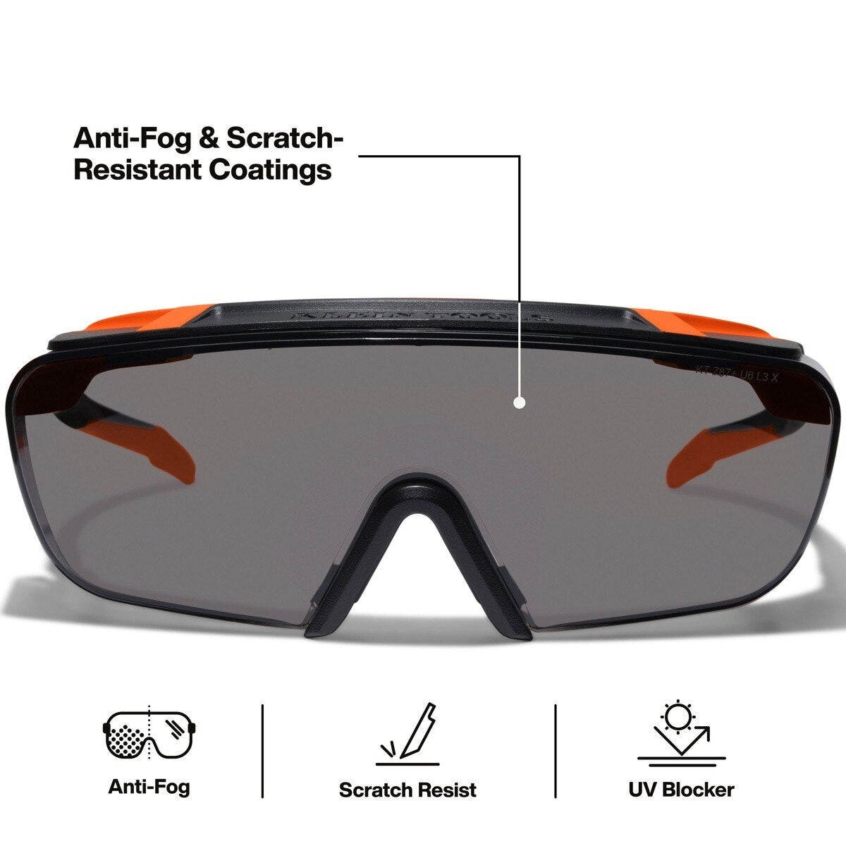 Klein 03007 OTG Safety Glasses Shaded Gray Anti-Fog Scratch Resistant Lens (1 Pack) - 2