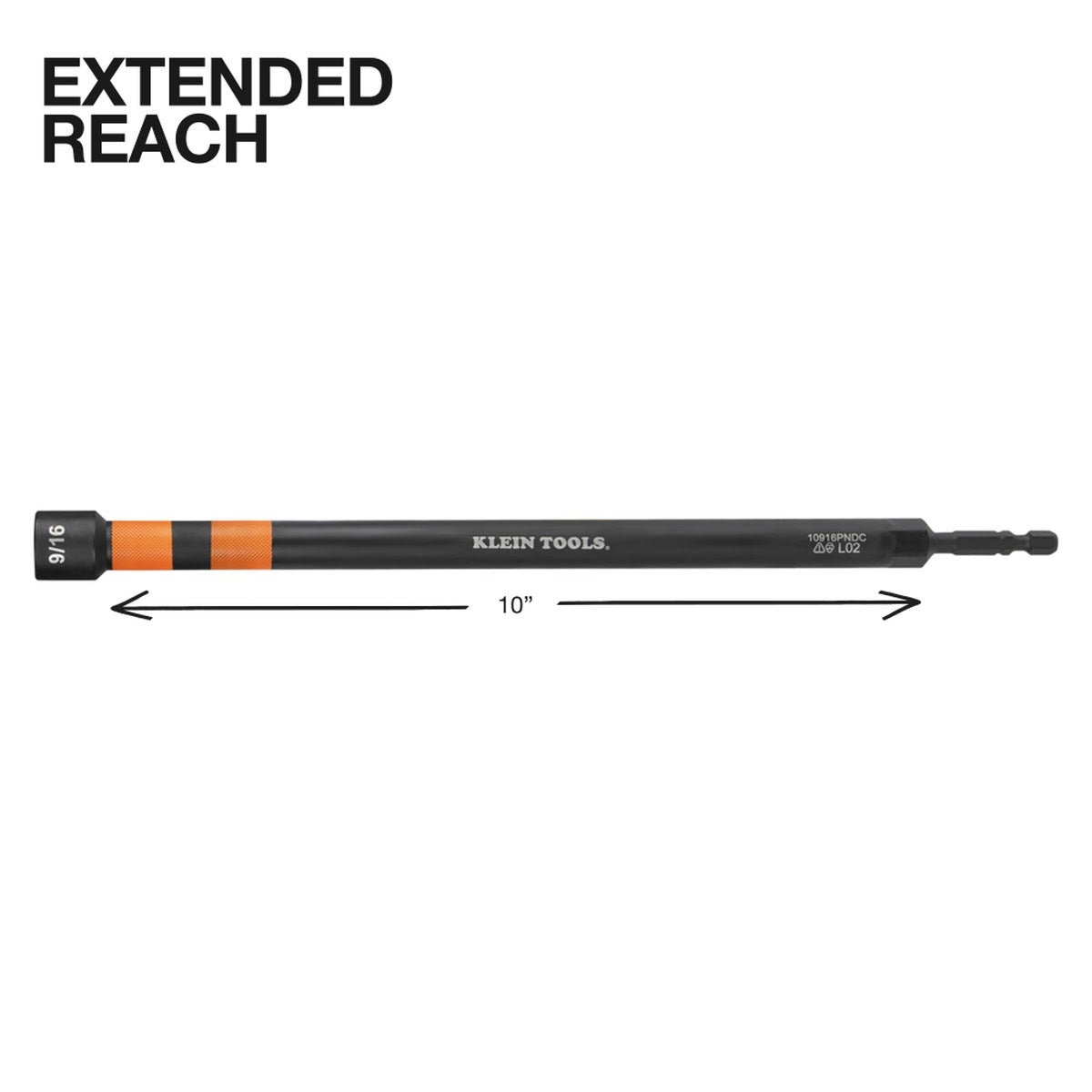 Klein 10916PNDC 9/16 Inch Magnetic Color-Coded Power Nut Setter, 10 Inch Hollow Core Impact Rated - 3