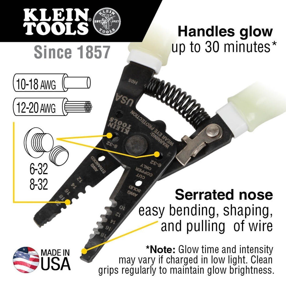 Klein 11055GLW High-Visibility Klein-Kurve Wire Stripper / Cutter (Each) - 2