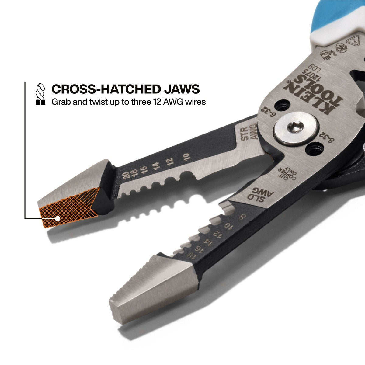 Klein 12075 Slim Forged Wire Stripper Cutter Straight Handle 8-18 AWG Solid 10-20 AWG Stranded - 5