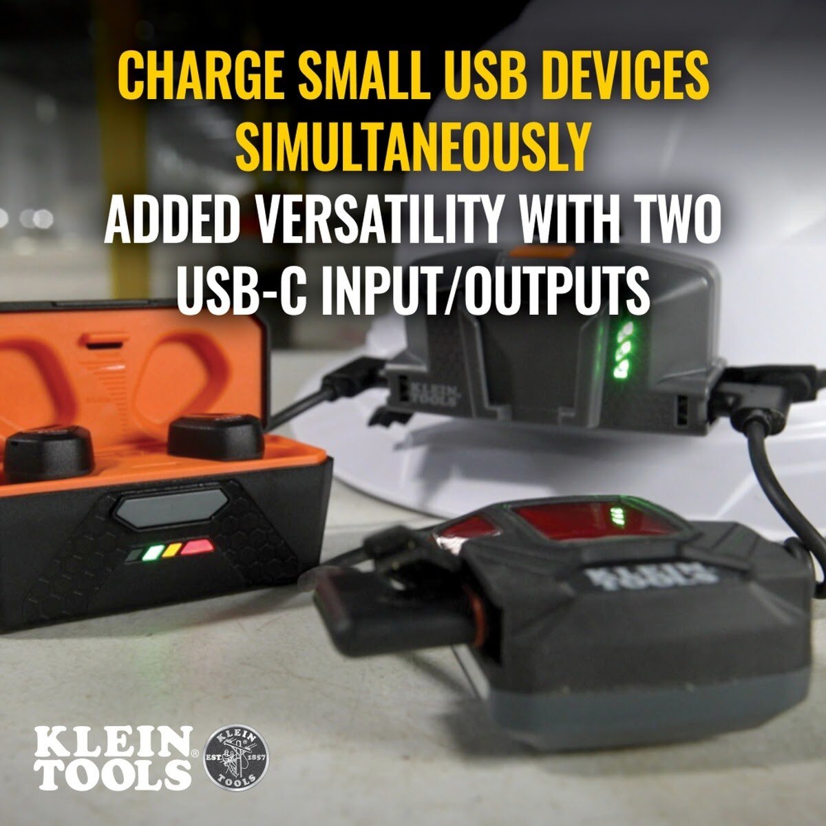 Klein 29025 Modular Rechargeable Battery for Hard Hat Cooling Fan and USB-C Devices (USB-C Cable) - 7