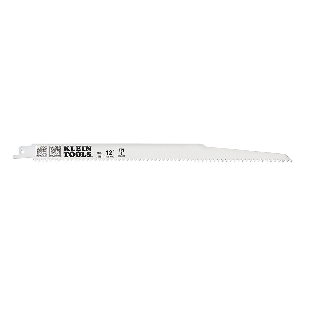 Klein 31761 12" 6 TPI Reciprocating Saw Blades, 5-Pack