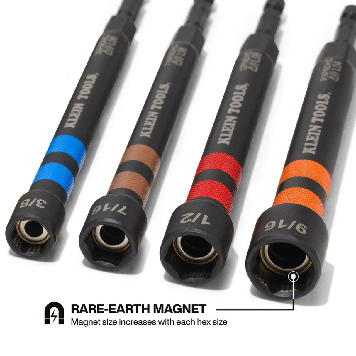 Klein 32940 Magnetic Hollow Color-Coded Power Nut Drivers Set for Impact Drivers (6 Piece) - 3