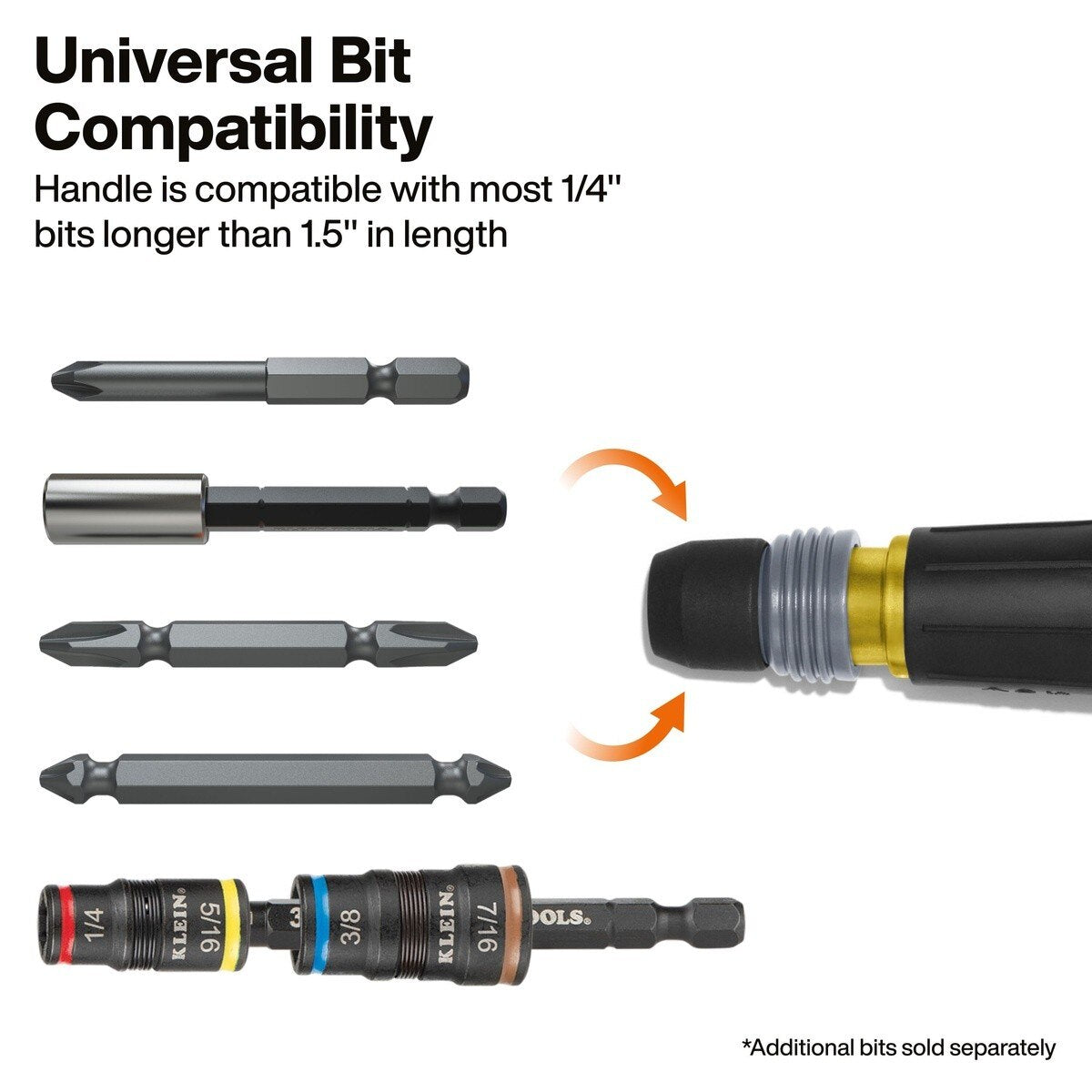 Klein 32960ARCHT Ratcheting Fastbit Tru-Grip Screwdriver with #2 Phillips and 6 mm Slotted Double-Ended Bit (2 Piece) - 5