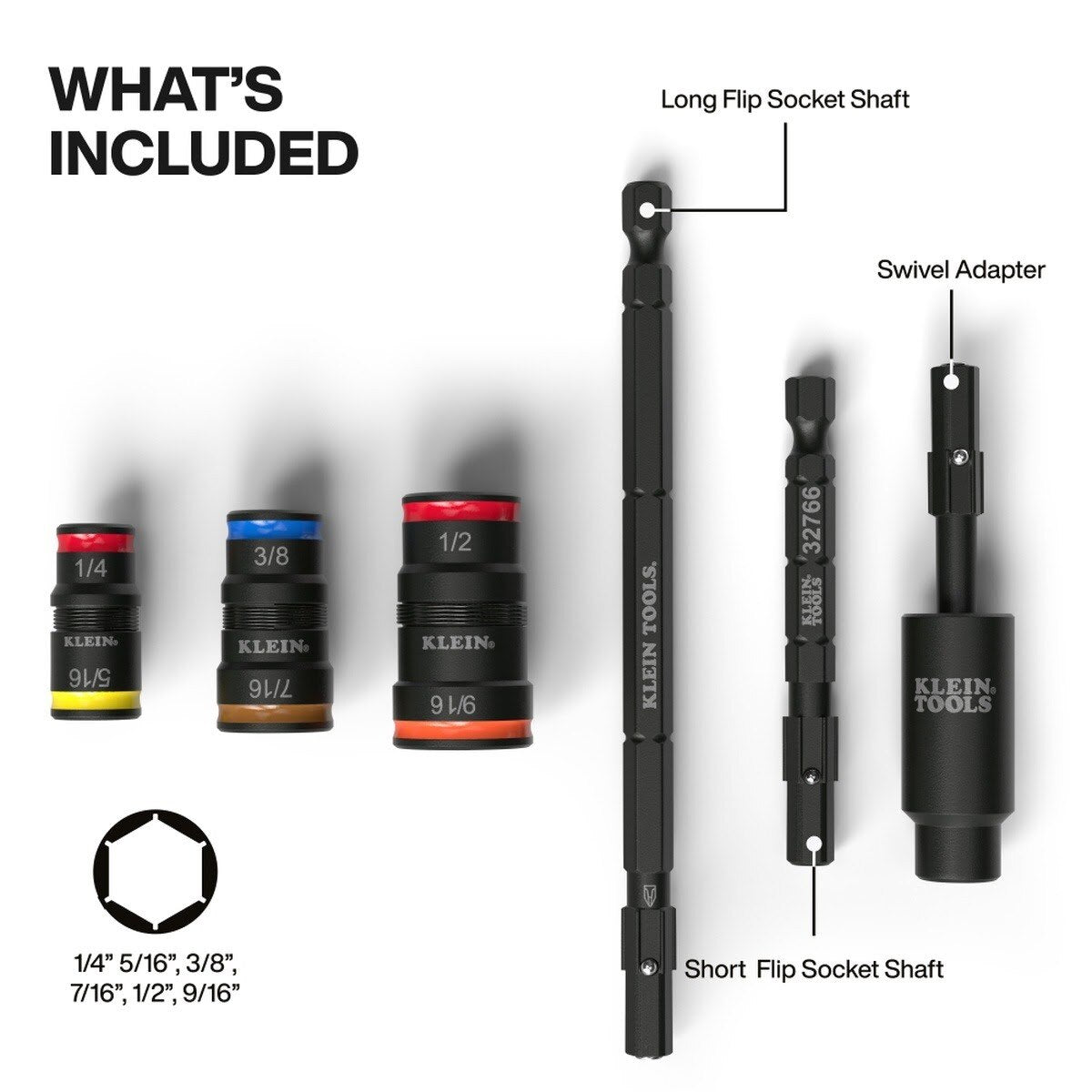 Klein 32984 Impact Flip Socket Set with Swivel Adapter (6 Piece) - 2