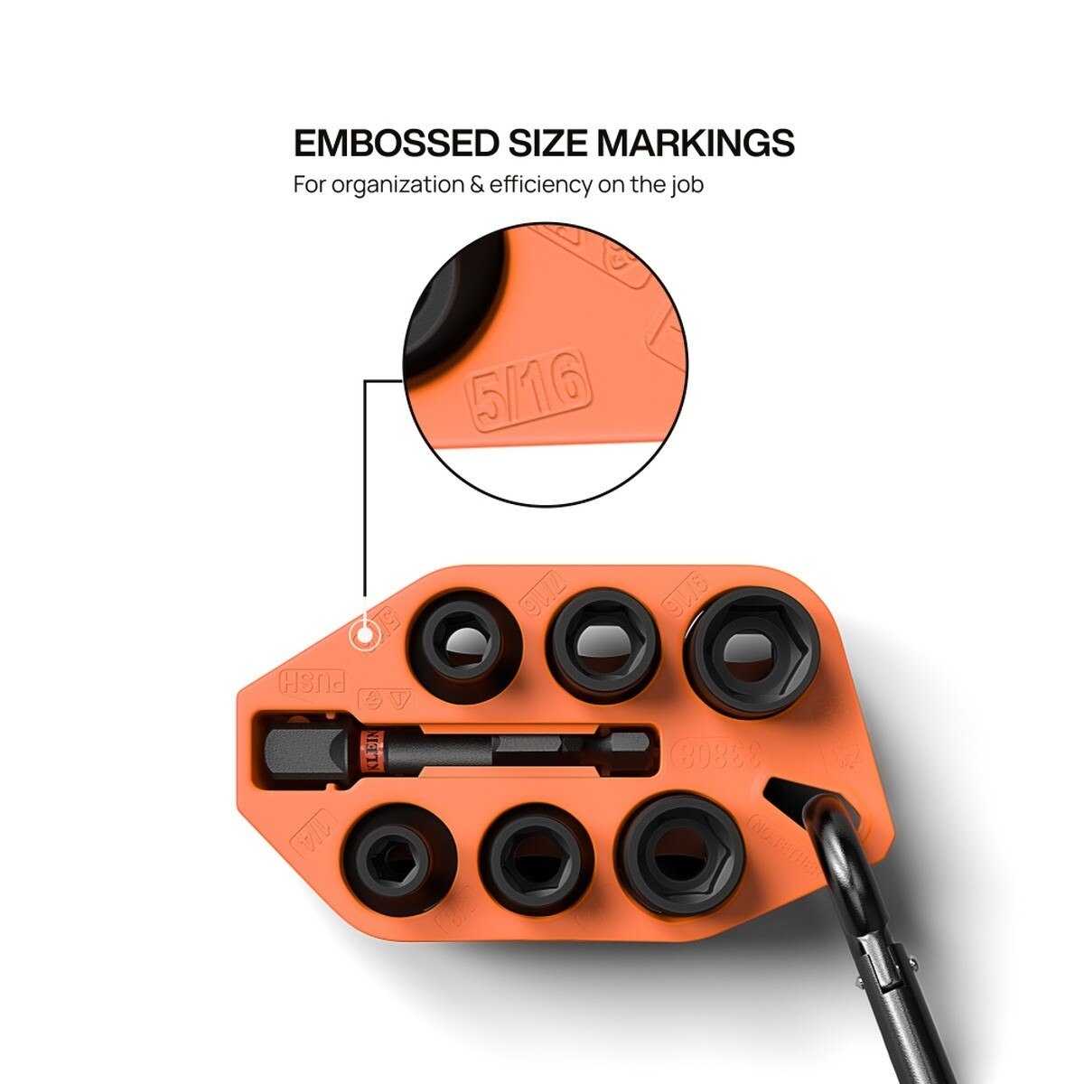 Klein 33808 Grab-And-Go SAE Impact Socket Set with 3/8 Inch Drive and Carabiner (7 Piece) - 4