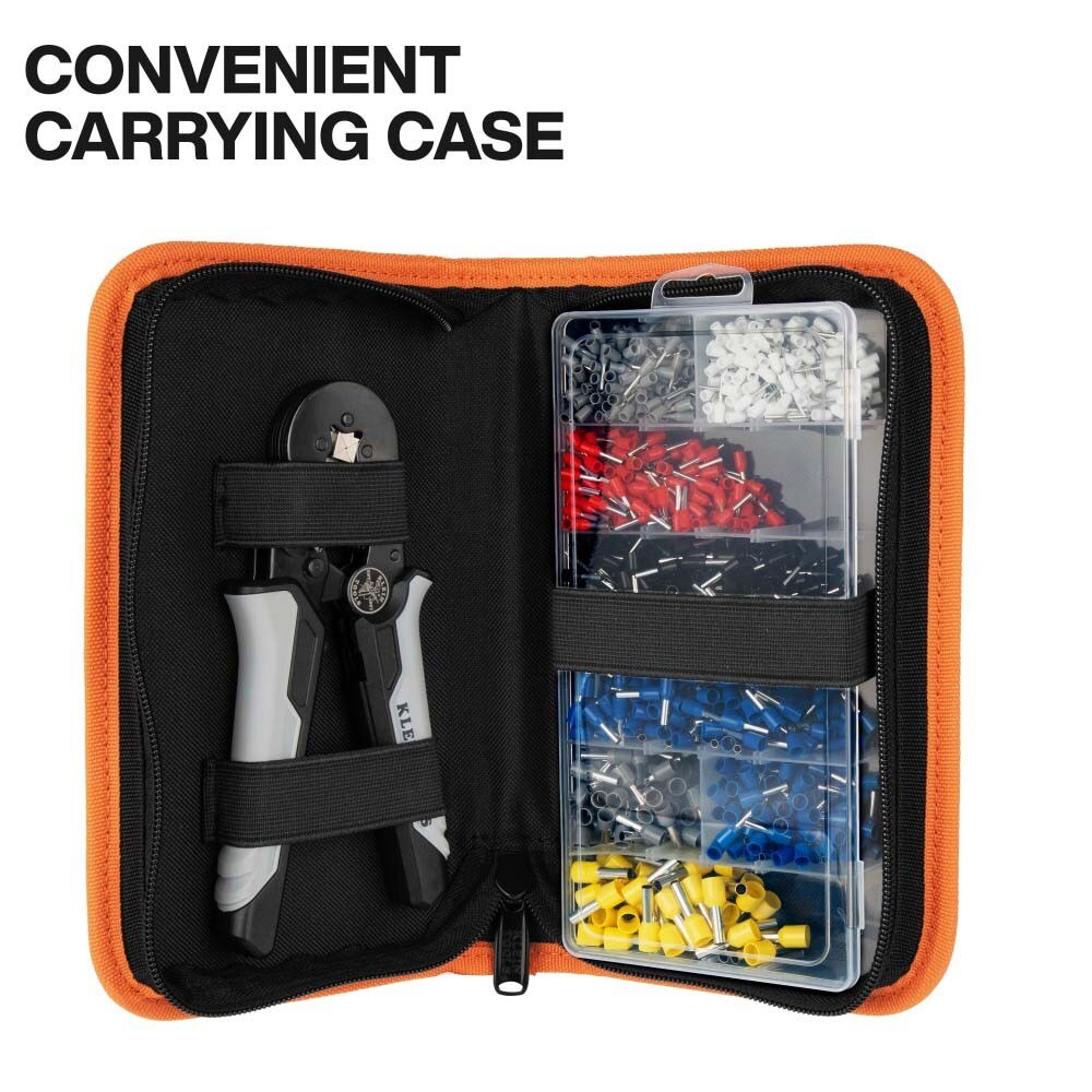 Klein 34060 Ratcheting Ferrule Square Crimper Set with 1200 Terminals and Carrying Case - 5