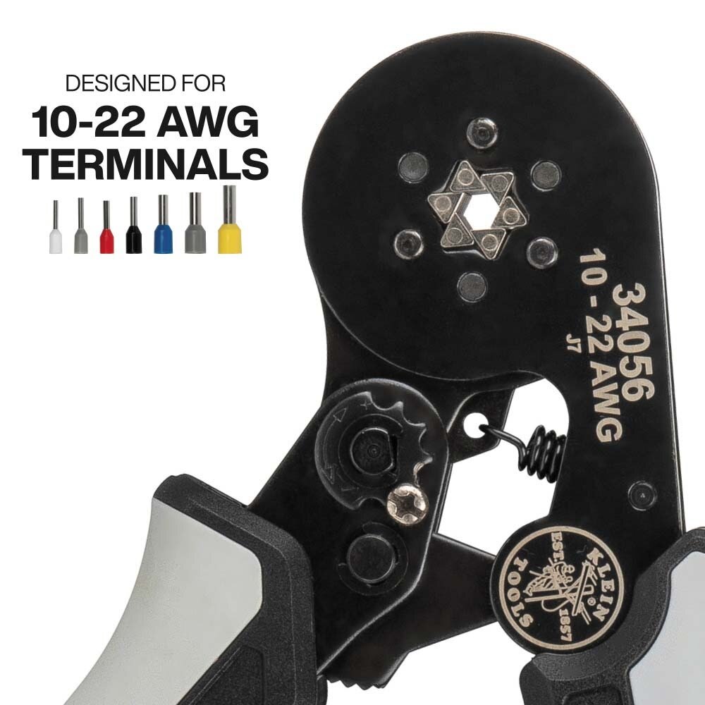 Klein 34061 Ratcheting Ferrule Hex Crimper Set with 1200 Terminals and Storage Case - 2