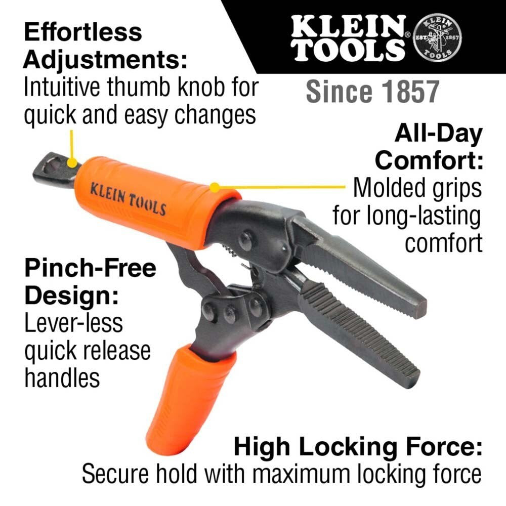 Klein 38665 Locking Pliers, Long Nose 6-Inch, Curved Jaw 7- and 10-Inch, 3-Piece - 3