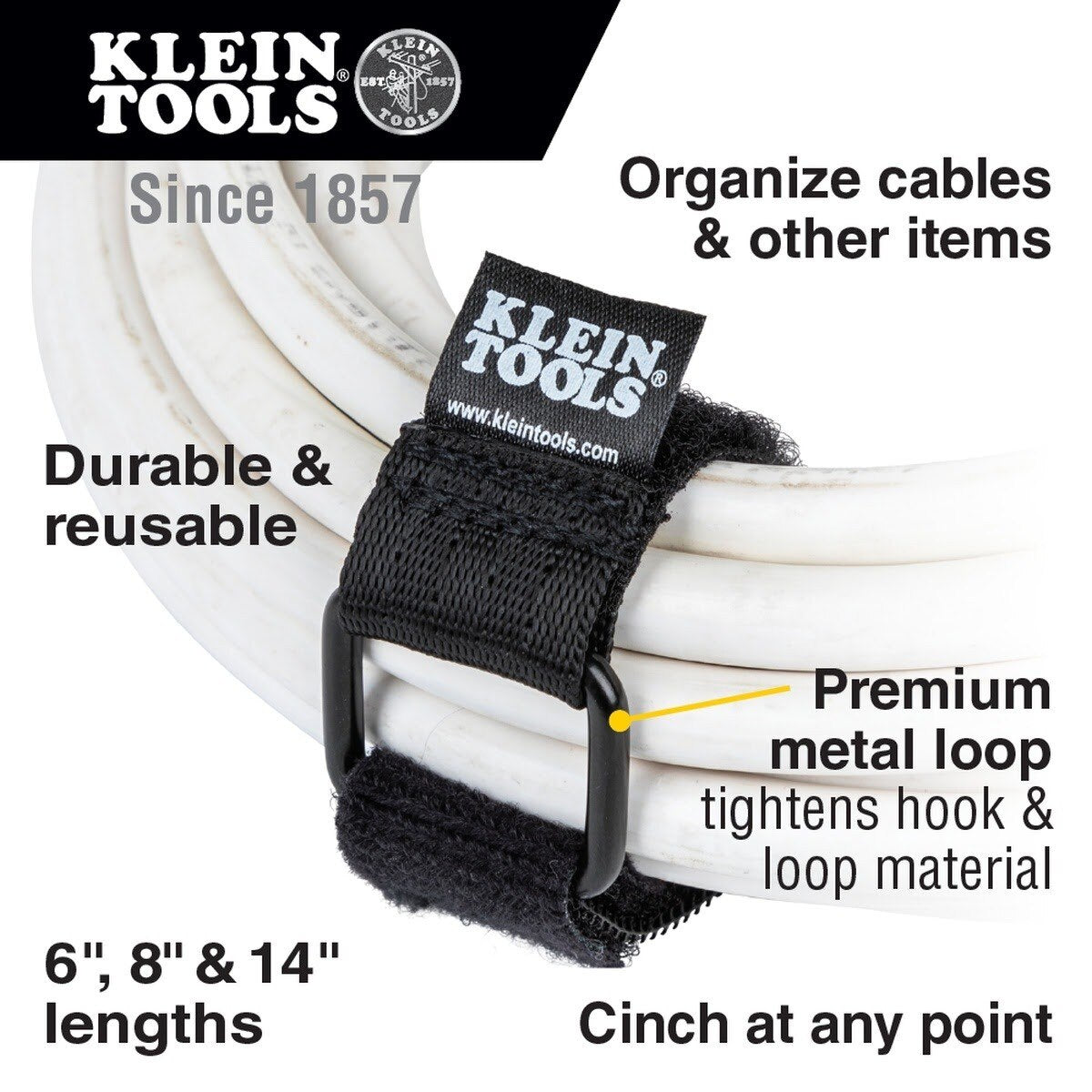 Klein 450-600 Hook and Loop Cinch Straps Multi-Pack for Cable Management (6 Pack) - 2
