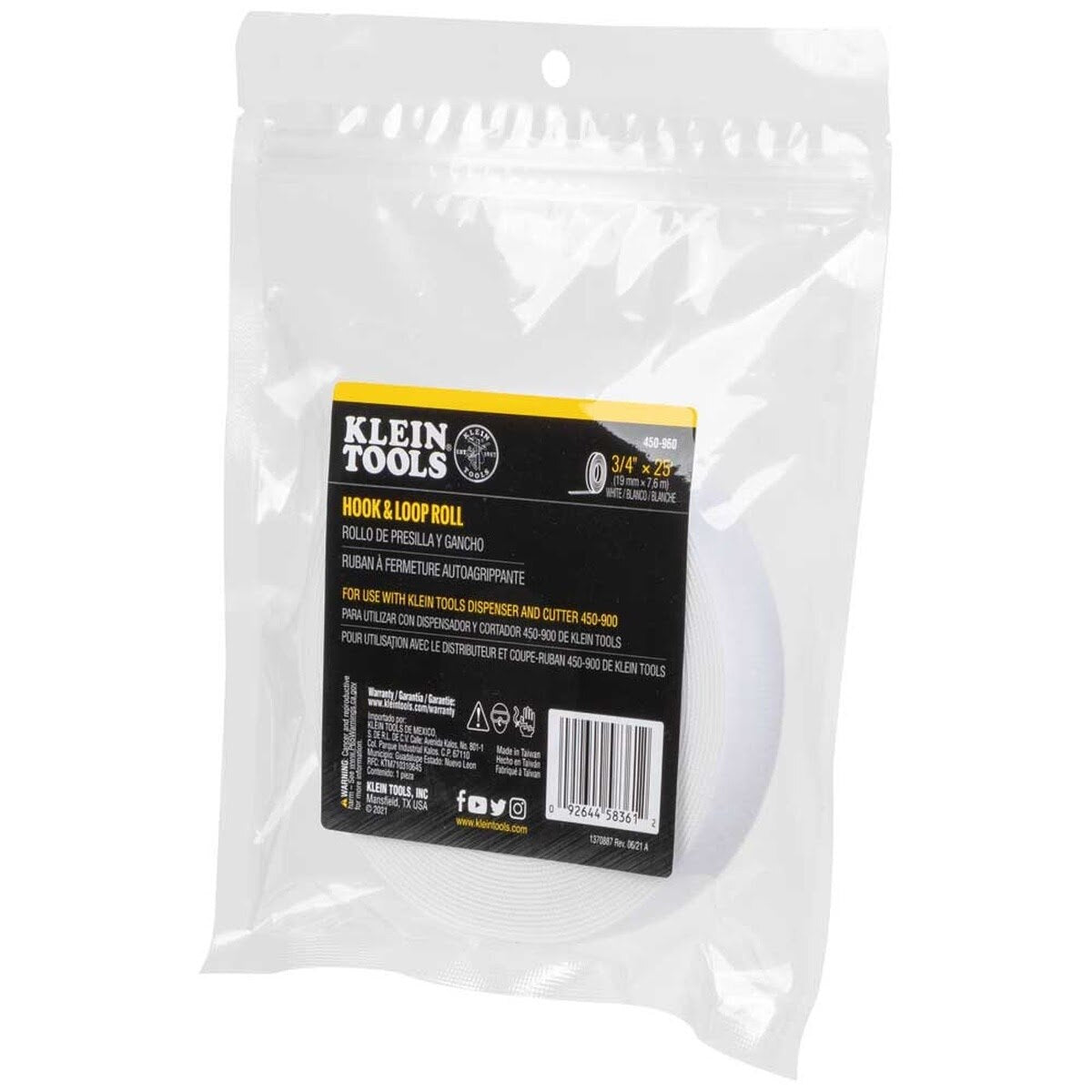 Klein 450-960 Hook and Loop Tape, 3/4 Inch x 25 Foot, White, Custom-Length Cable Ties (1 Roll) - 4