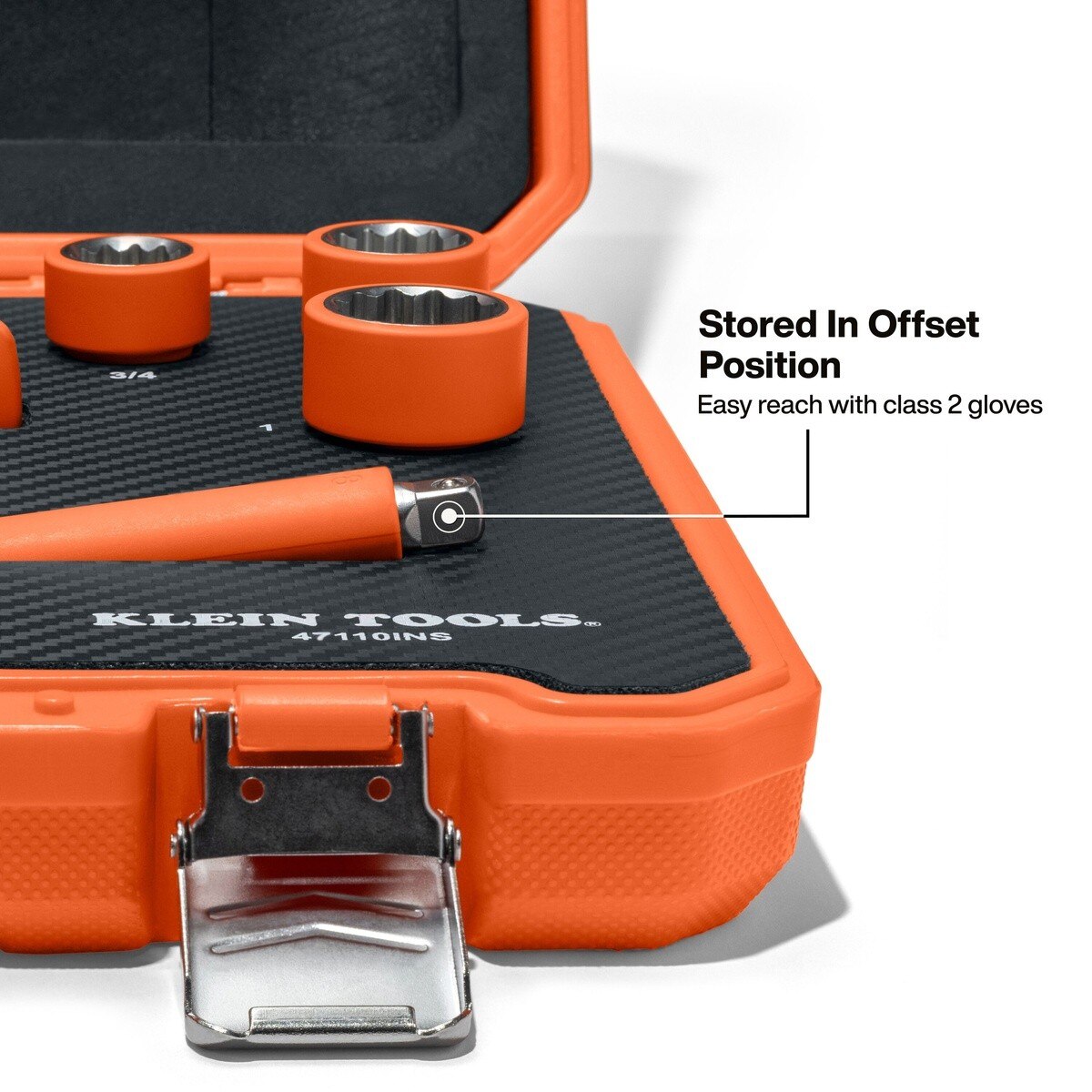 Klein 47110INS 3/8" Drive Insulated Ratchet and Socket Set 1000V Rated with Case (12-Piece Set) - 6