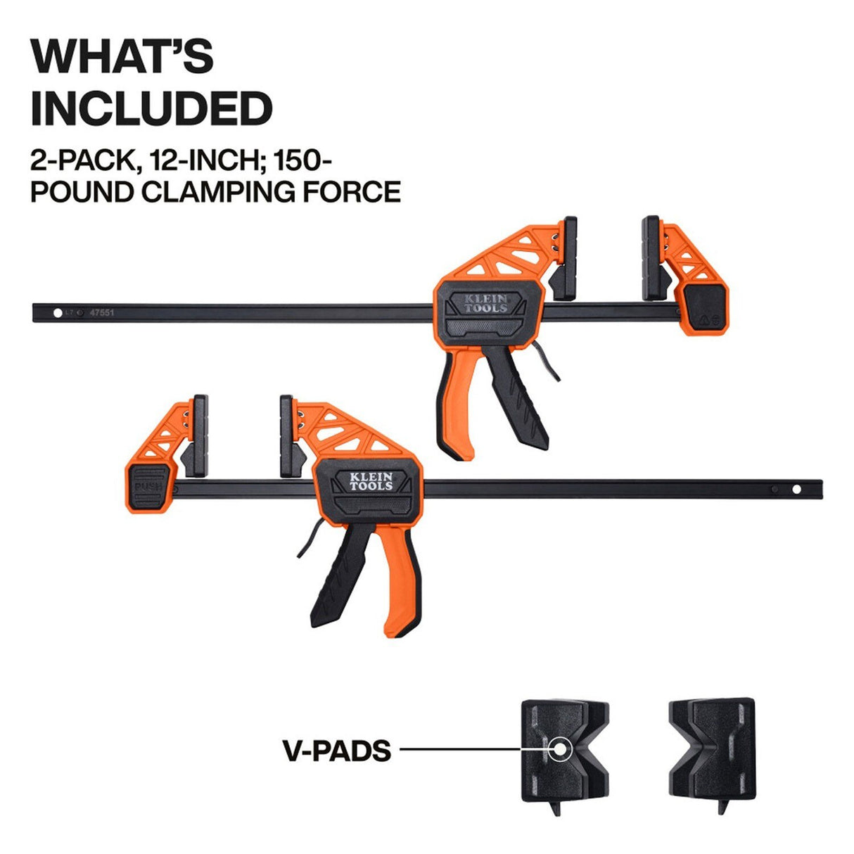 Klein 47551 Speed-Klamp 12-Inch Quick Clamp with 150-Pound Clamping Force (2 Pack) - 2