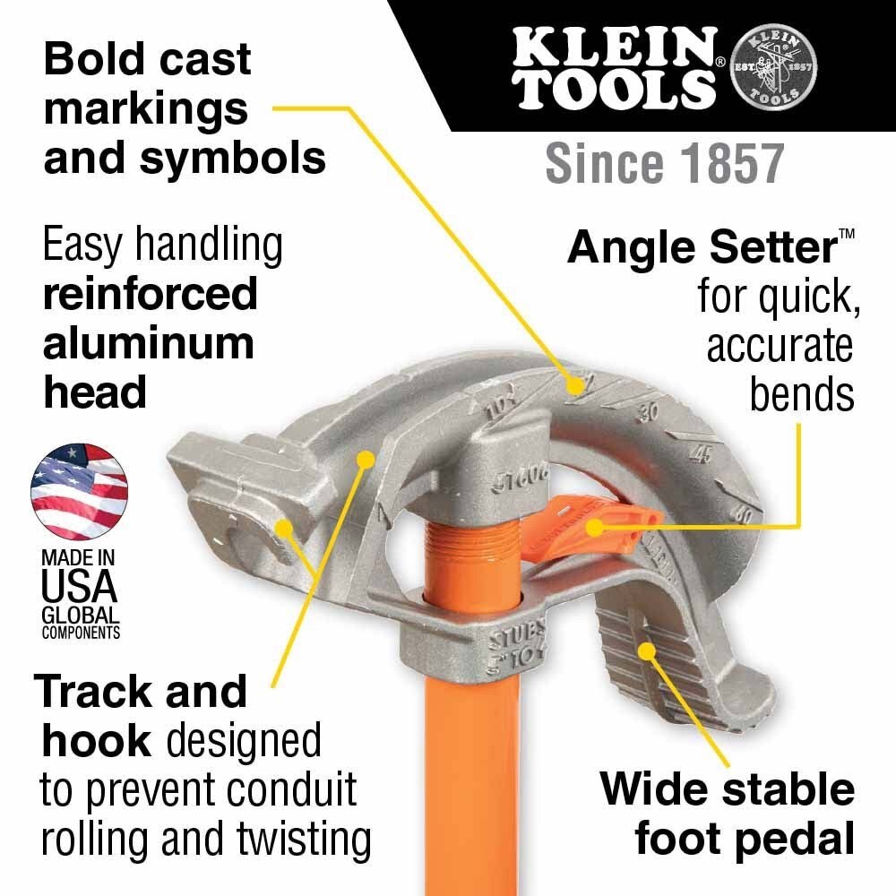 Klein 51606 Aluminum Conduit Bender Full Assembly, 1/2-Inch EMT with Angle Setter - 2