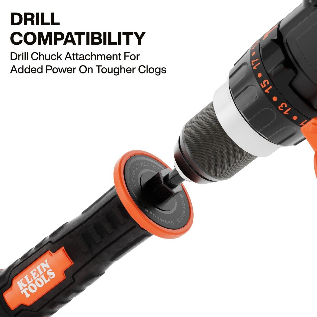 Klein 53017 3-Foot Steel Toilet Auger Manual or Drill Compatible for Clearing Toilet Clogs - 2