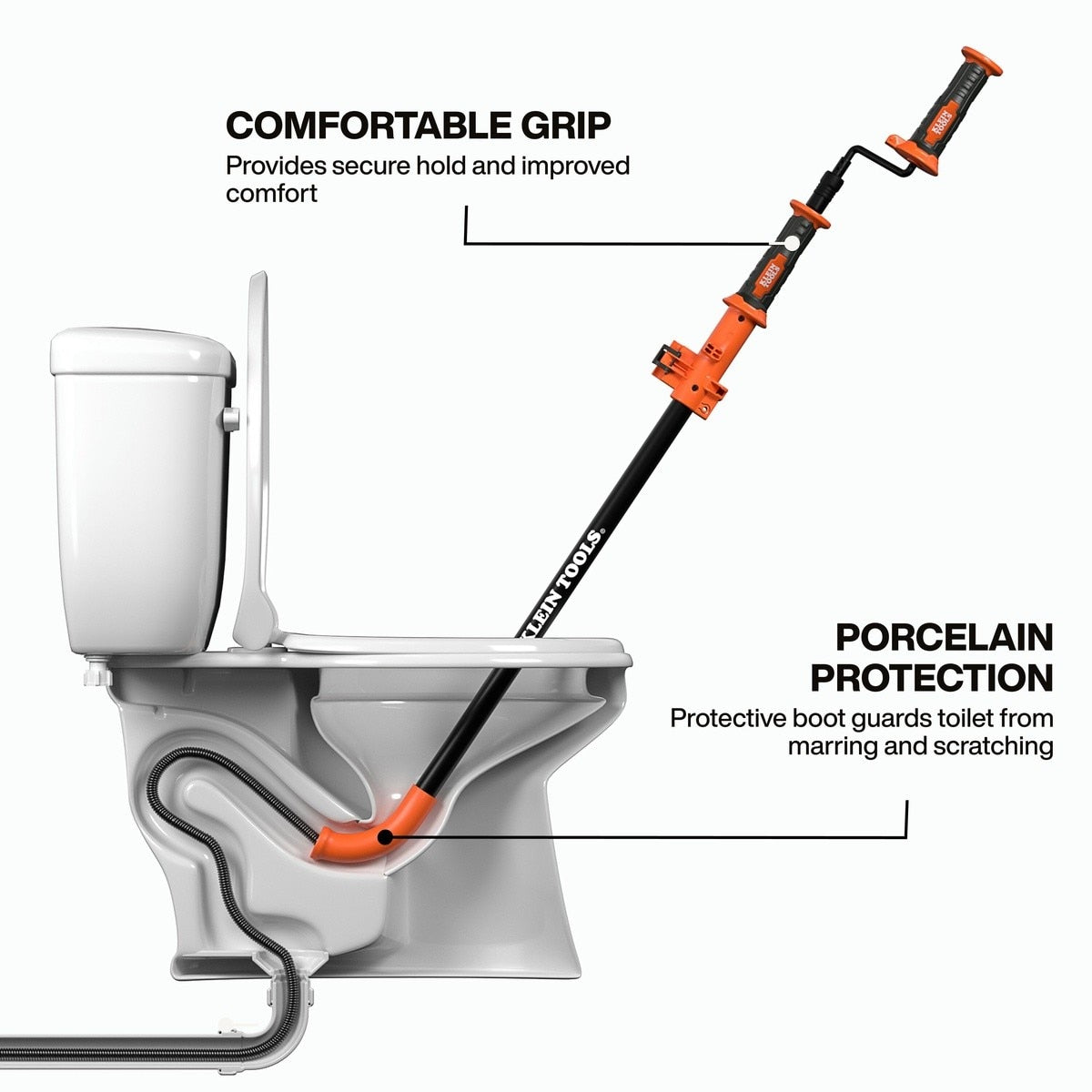 Klein 53017 3-Foot Steel Toilet Auger Manual or Drill Compatible for Clearing Toilet Clogs - 6